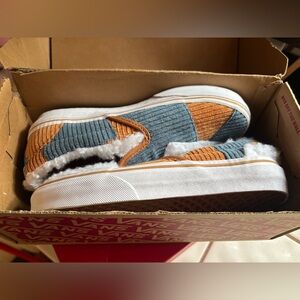 Vans Corduroy Slip-On Sneakers in Blue and Brown
